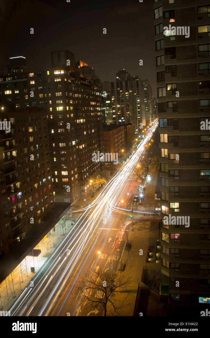 Lichtspur, East 62nd Street New York-Manhattan Stockfoto