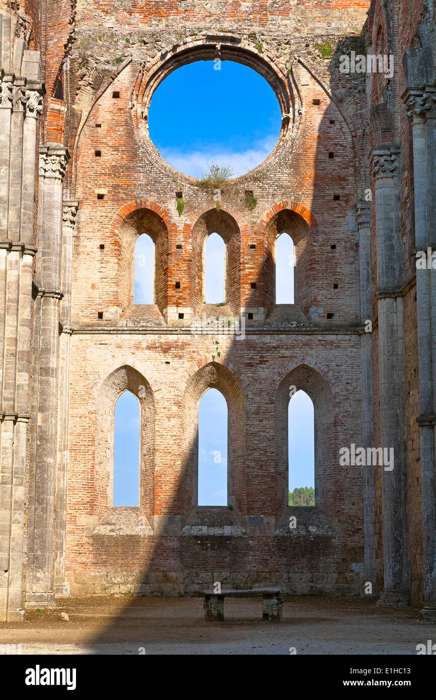 Abbazia di San Galgano Toskana Italien Stockfoto