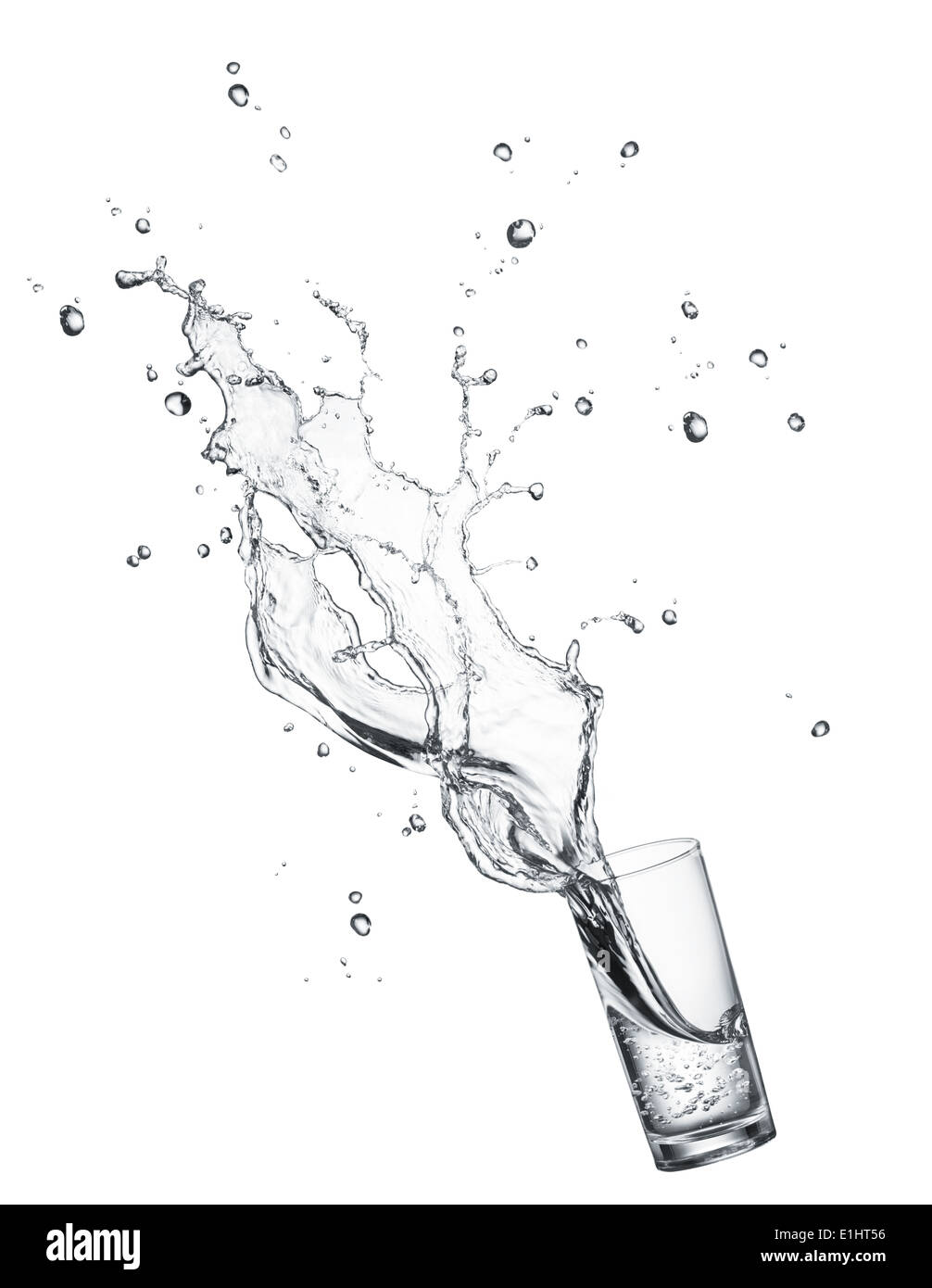 Glas trinken Spritzwasser isoliert auf weiss Stockfoto