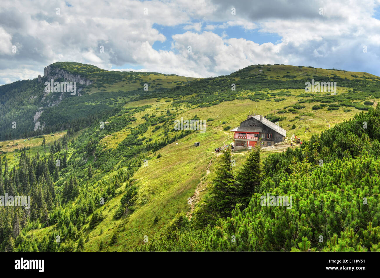 Dochia Chalet, Ceahlau Berge, Rumänien Stockfoto