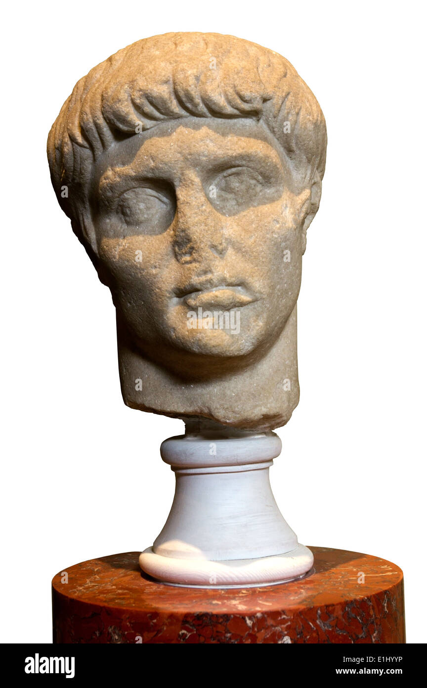 Römische Marmor schnitzen eines Kopfes, obwohl zu der Kaiser Claudius. Stockfoto