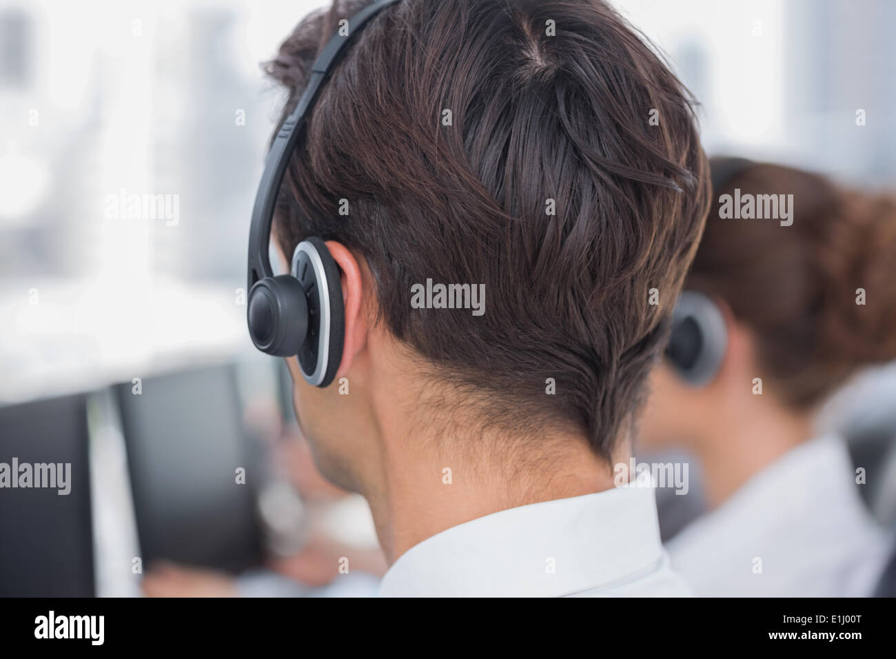 Agent in einem Callcenter Stockfoto