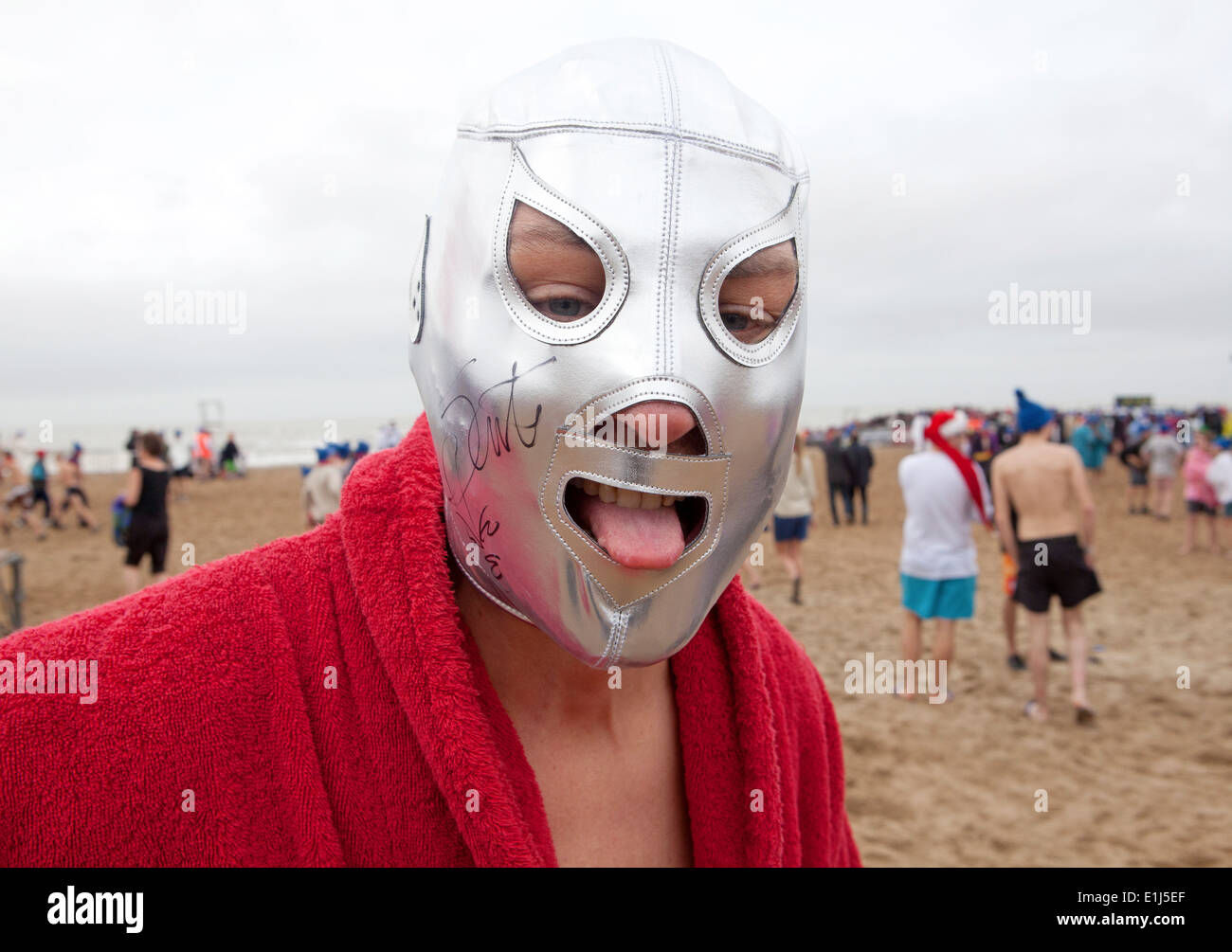 Polar Bear Club Ostend Strand Stockfoto