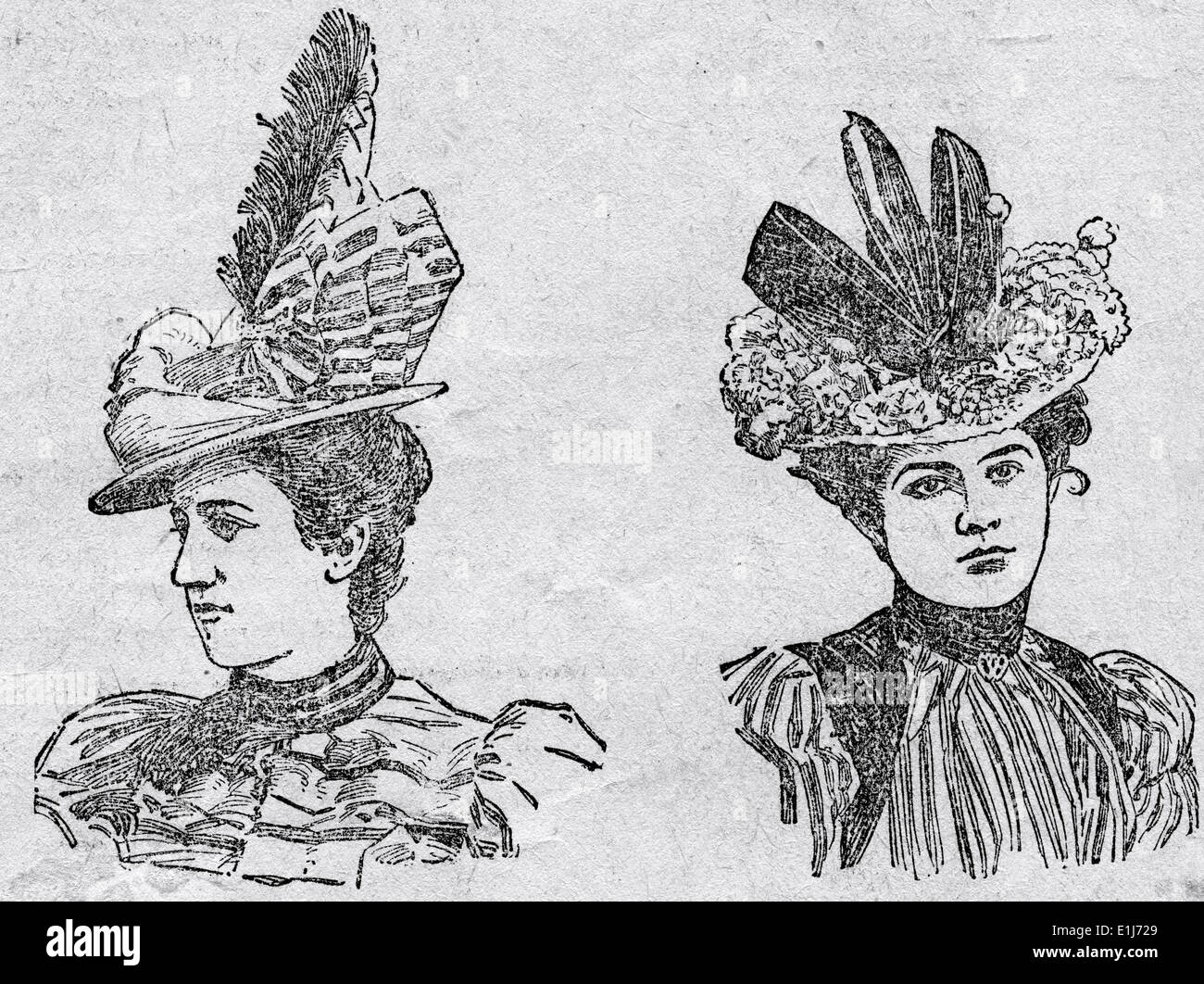 17. Mai 1898-The Evening Gazette "300 neue getrimmte Hüte sind bereit für Ihre Inspektion" im Bereich Modewaren. " Stockfoto