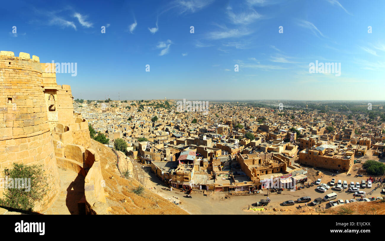 Panorama von Jaisalmer Stadt in Indien Stockfoto