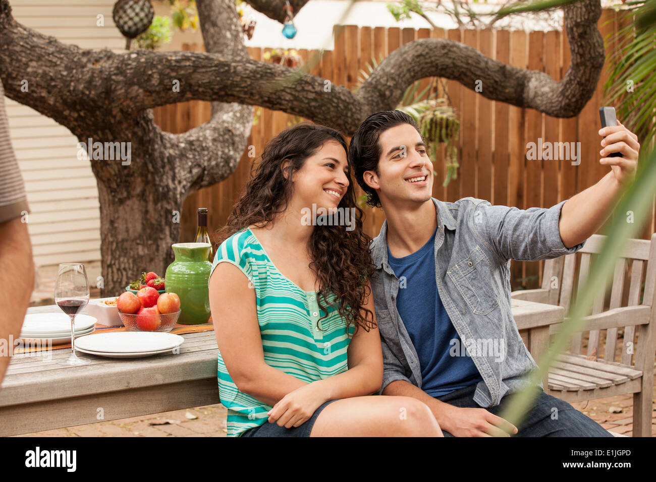 Paar Selbstporträt Foto mit smartphone Stockfoto