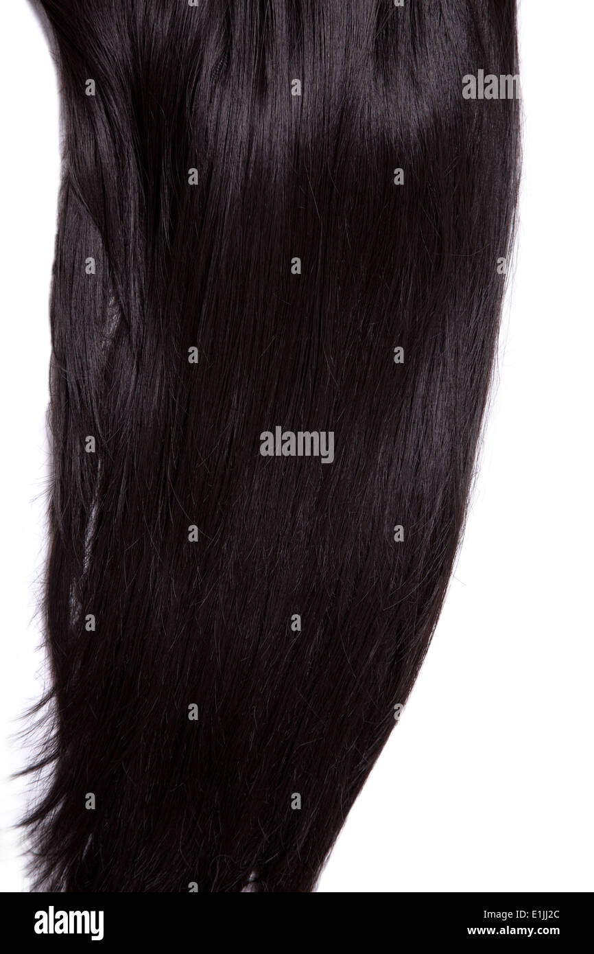 Textur von schwarz glänzend glattes Haar, soft-Fokus Stockfoto