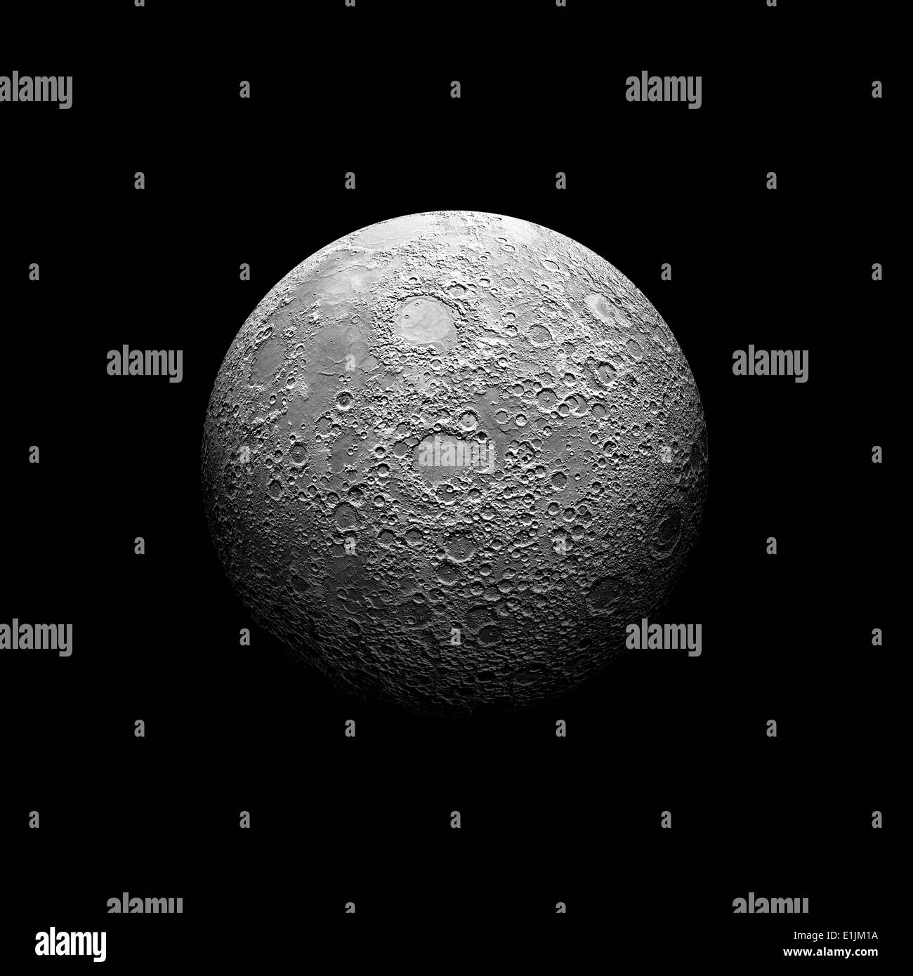 Des Künstlers Darstellung eines stark verkratert Mondes. Die Mond-Elemente wurden aus einer falschen Farbe, NASA-Topo-Karte gewonnen. Stockfoto