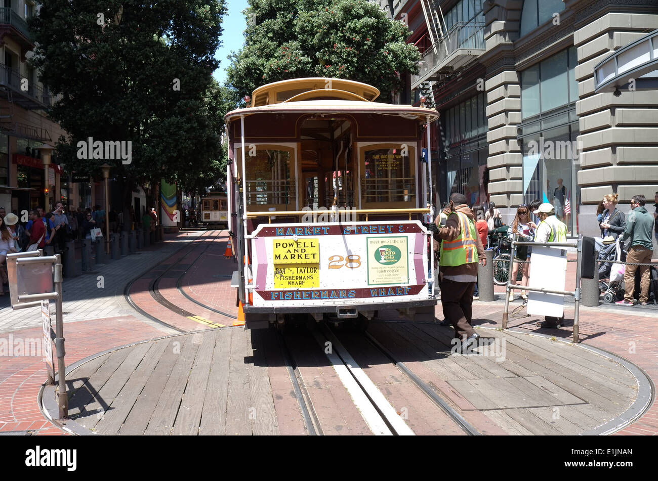 Seilbahn als Drehscheibe im San Francisco abgestoßen Stockfoto