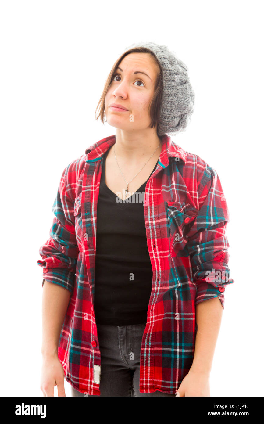 Junge Frau denken Stockfoto