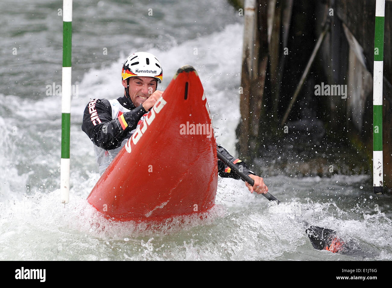 Kanuslalom, Sport, Wassersport, Kajak, Wildwasser, Stockfoto