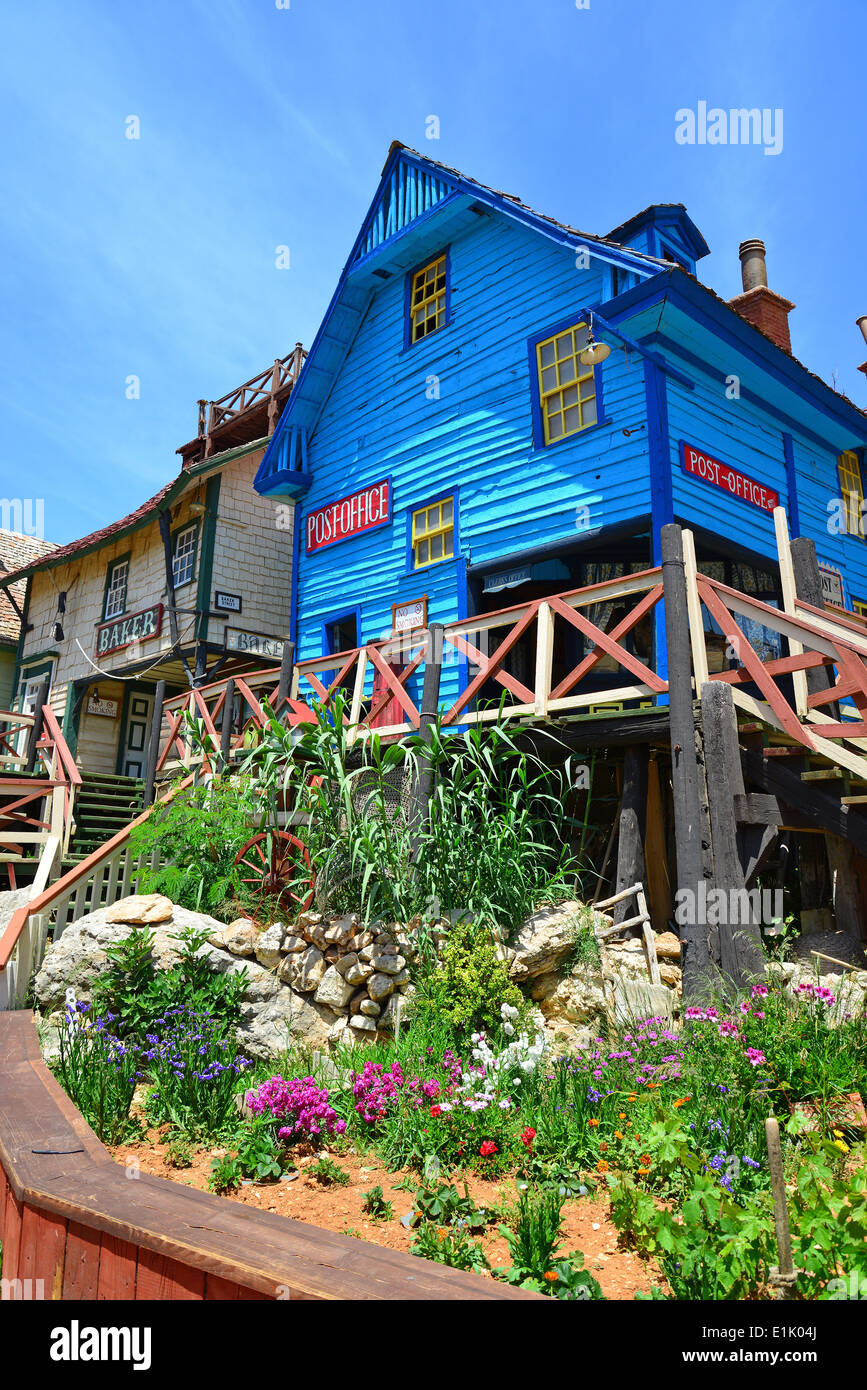 Postgebäude in Popeye Village, Anchor Bay, Mellieha, Northern District, Malta Majjistral Region, Republik Malta Stockfoto