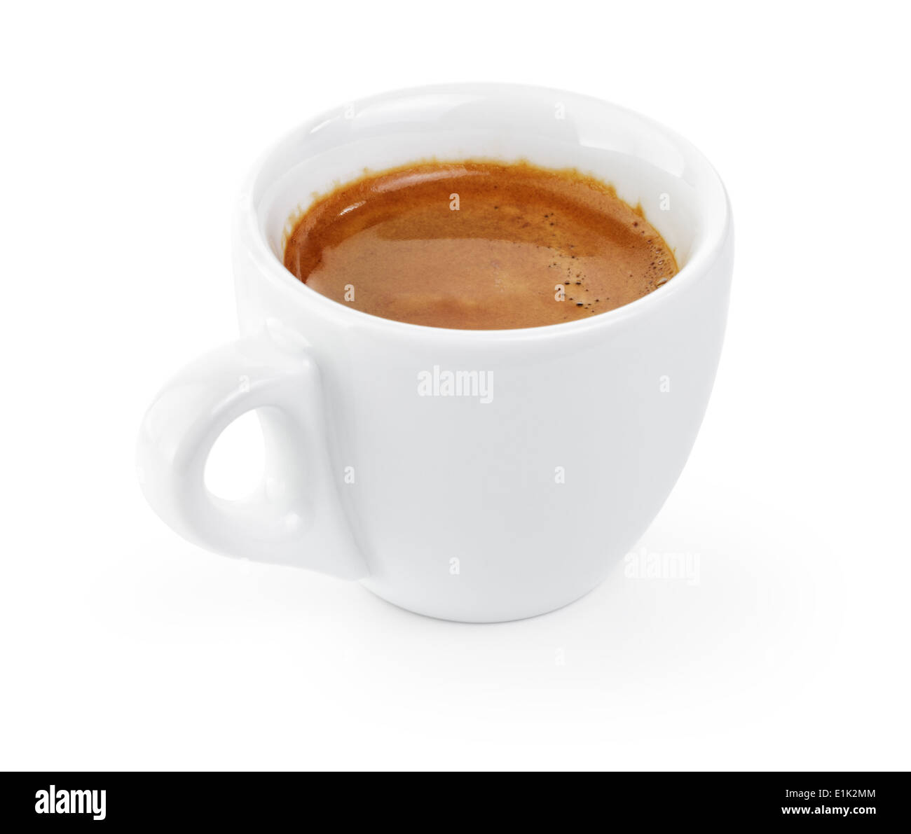 einfache Tasse doppelter Espresso in der Tasse, isoliert auf weiss Stockfoto