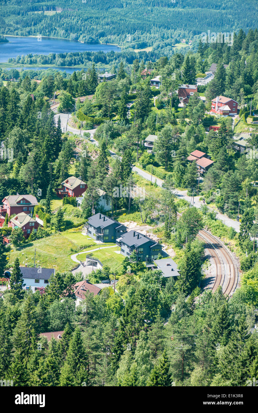 Wohnsiedlungen am Stadtrand von Oslo, Norwegen Stockfoto
