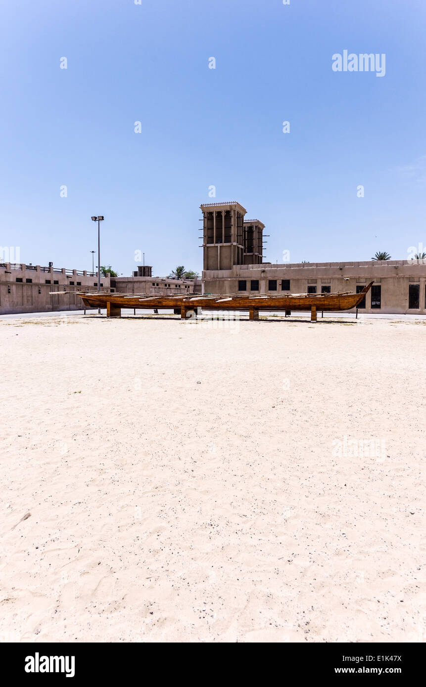 Vereinigte Arabische Emirate, Dubai, traditionelles Boot im Heritage Village Stockfoto