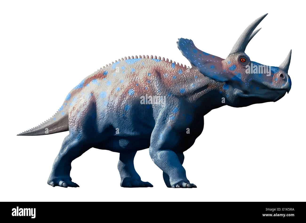 Artwork von einer Herde von Triceratops Dinosaurier wurden diese Tiere häufig in der späten Kreidezeit von etwa 70 Millionen Jahren Stockfoto