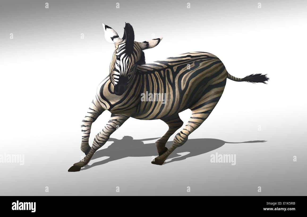 Computer-Grafik eines galoppierenden Zebras (Equus sp.) Zebras sind wilde Pferde, die bewohnen die Savannen Afrikas und Weiden Stockfoto