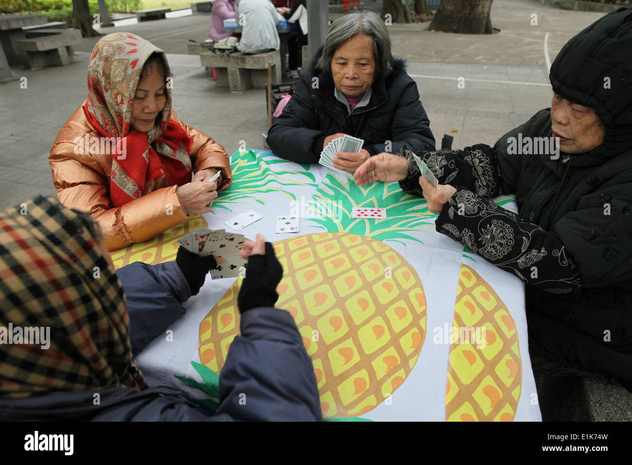 Chinesische Frauen Spielkarten. Stockfoto