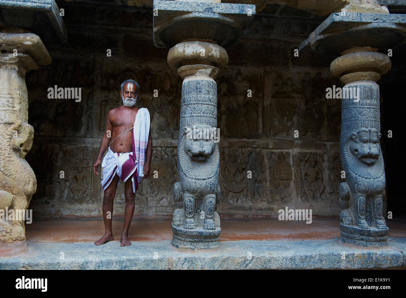 Indien, Tamil Nadu, Kanchipuram, Vaikunta Perumal Tempel Stockfoto