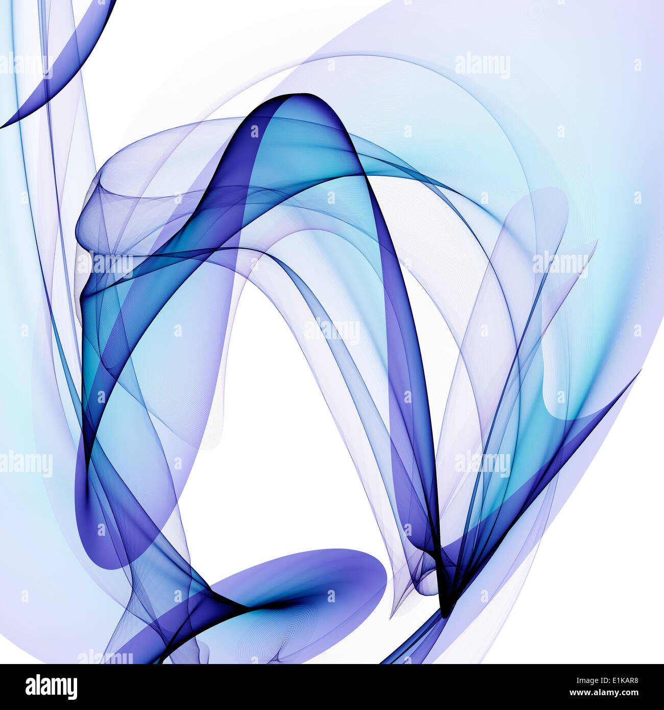 Blaue abstrakte Muster vor weißem Hintergrund Computer Grafik. Stockfoto