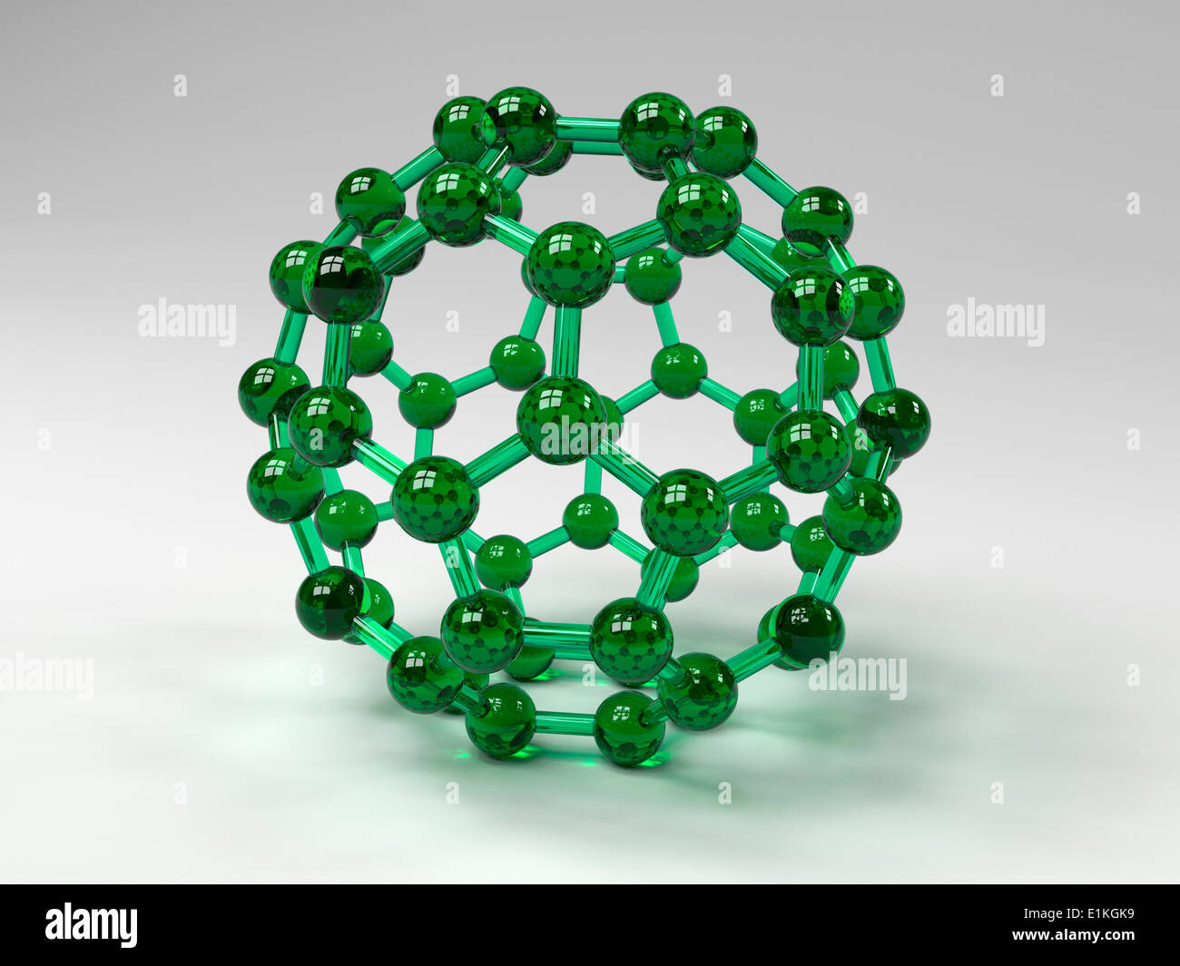 Buckminsterfulleren Molekül Computer Kunstwerk zeigt der Molekülstruktur des Buckminsterfulleren strukturell unterschiedliche Stockfoto