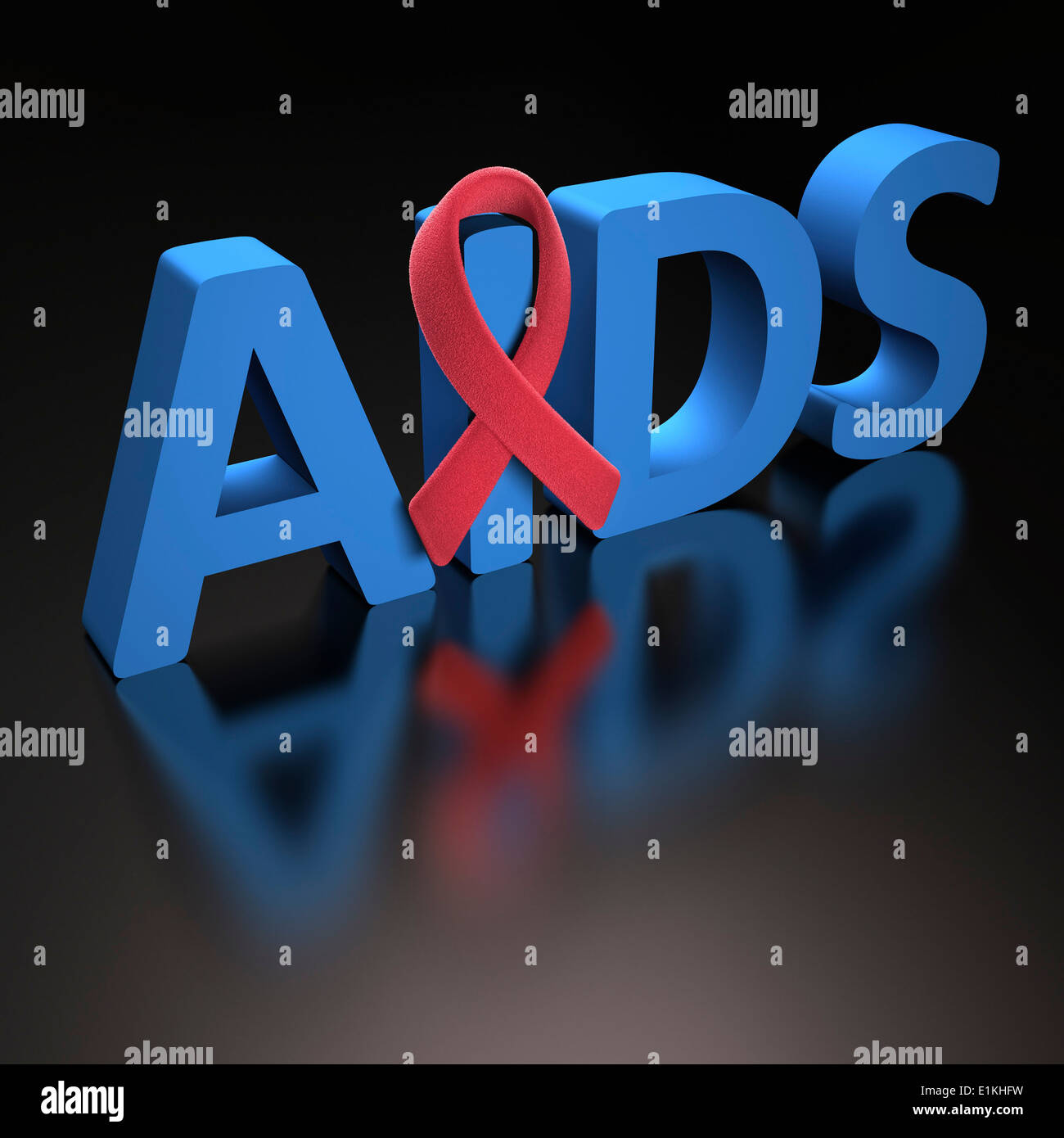 Die rote Schleife als Symbol für AIDS (erworbenes Immundefektsyndrom) Bewusstsein Kunstwerk. Stockfoto