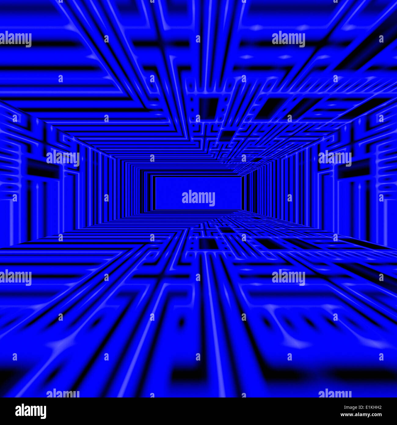 Kunstwerk von einem blauen geometrischen Muster. Stockfoto