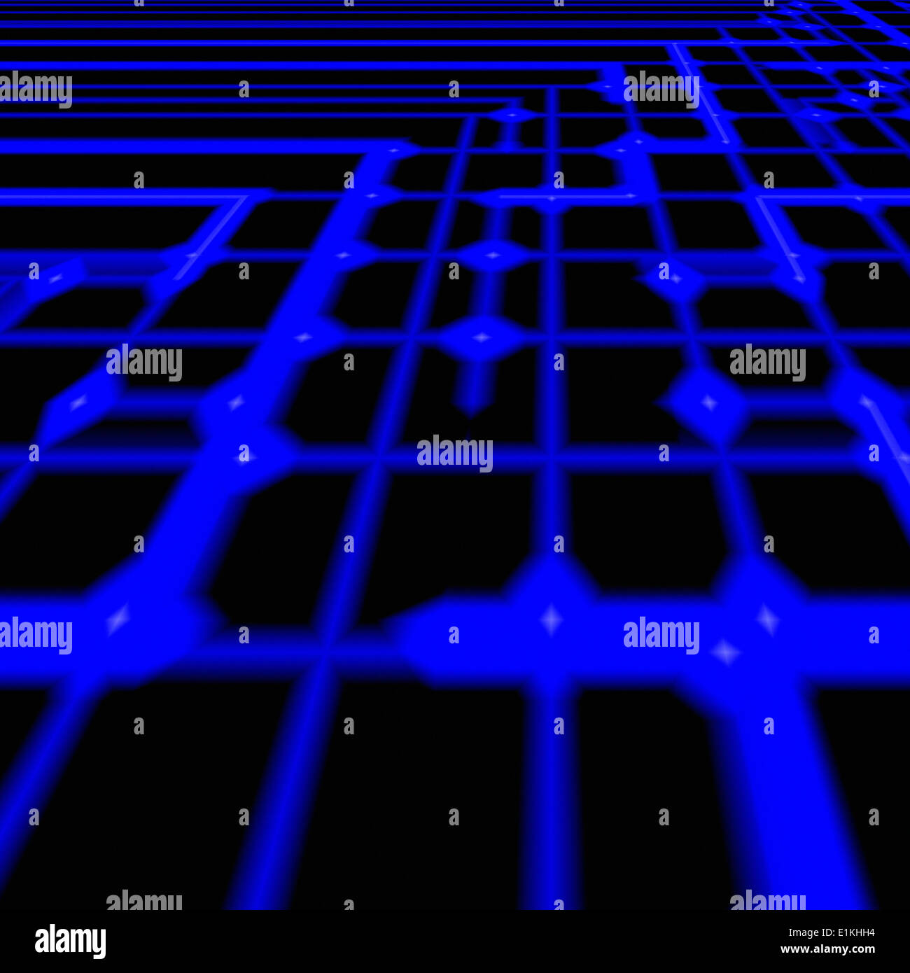 Kunstwerk von einem blauen geometrischen Muster. Stockfoto