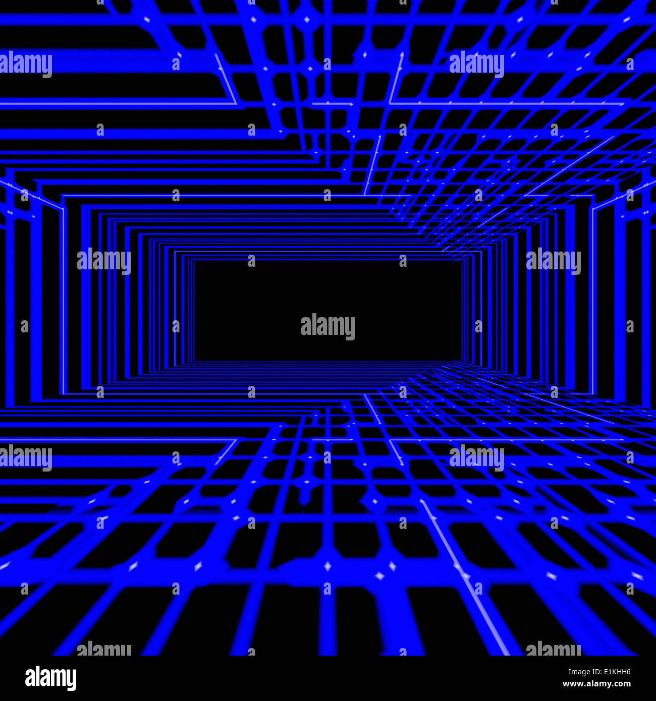 Kunstwerk von einem blauen geometrischen Muster. Stockfoto