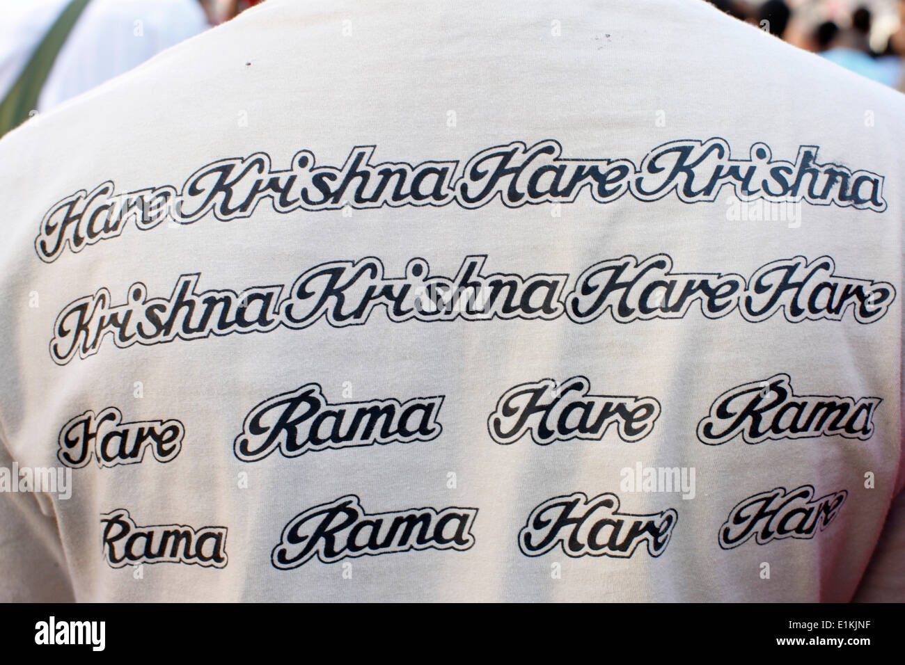 Hare-Krishna-Mantra-t-Shirt Stockfoto
