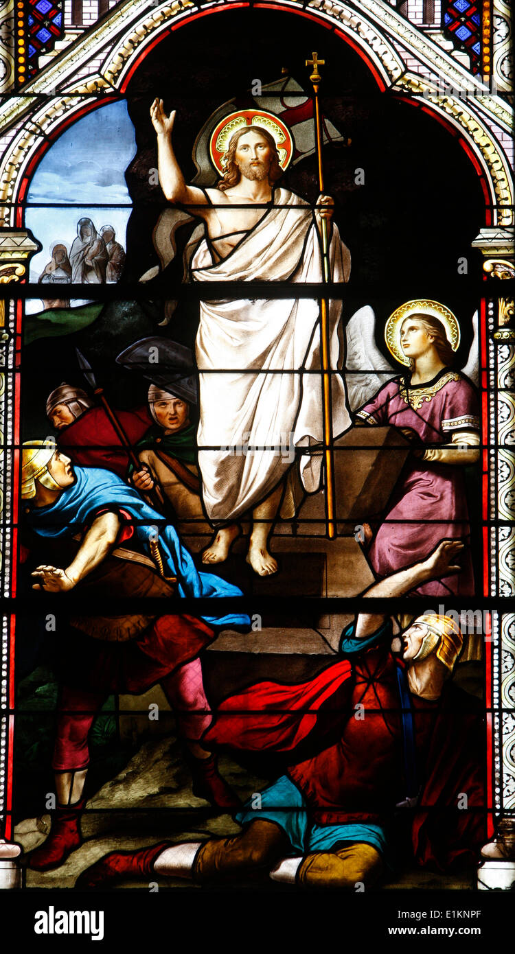 Glasmalerei: die Auferstehung Christi Stockfoto
