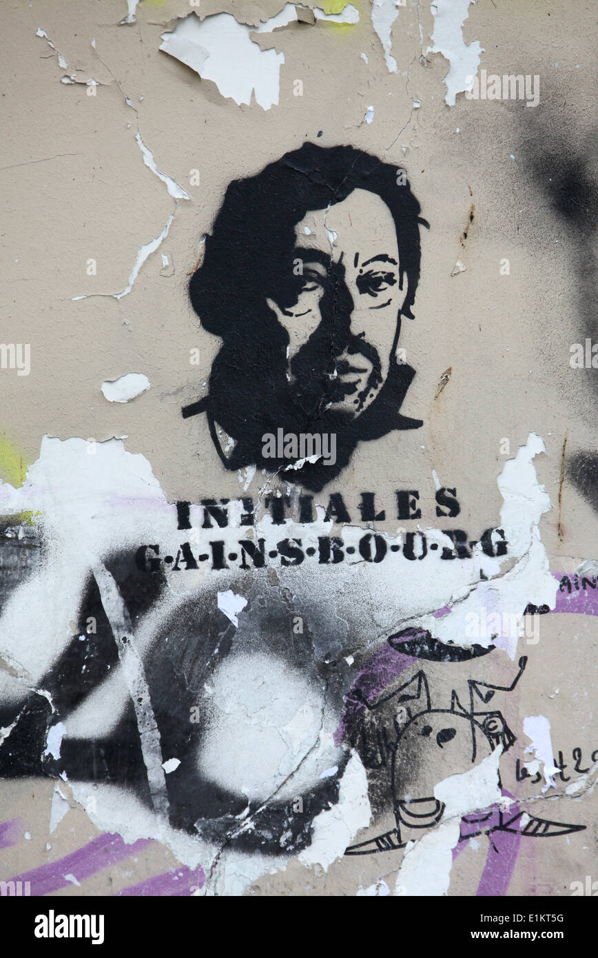 Graffiti an Serge Gainsbourg Tür Stockfoto