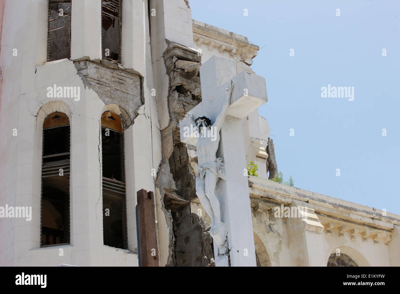 Port au Prince Kathedrale beschädigt durch das Erdbeben von 2010 Stockfoto