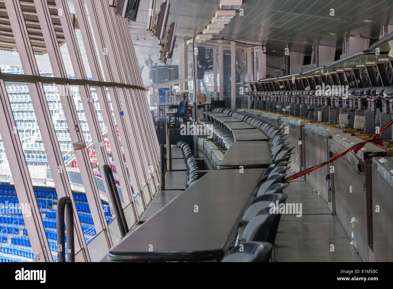 BARCELONA, Spanien - Mai 07: Reporter Raum im Stadion Camp Nou Fußball Club Barcelona in Barcelona am 7. Mai 2008 in Barcelona Stockfoto