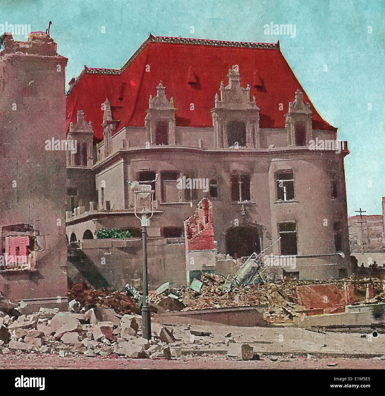 Die schöne Spreckles Residenz zerstört in San-Francisco-Erdbeben und Feuer, 1906 Stockfoto