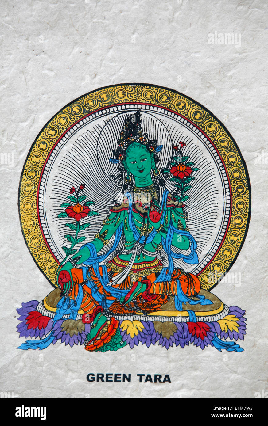 Postkarte Grün Tara Grüner Nepal Tibet Gottheit Buddhistisches 3504 
