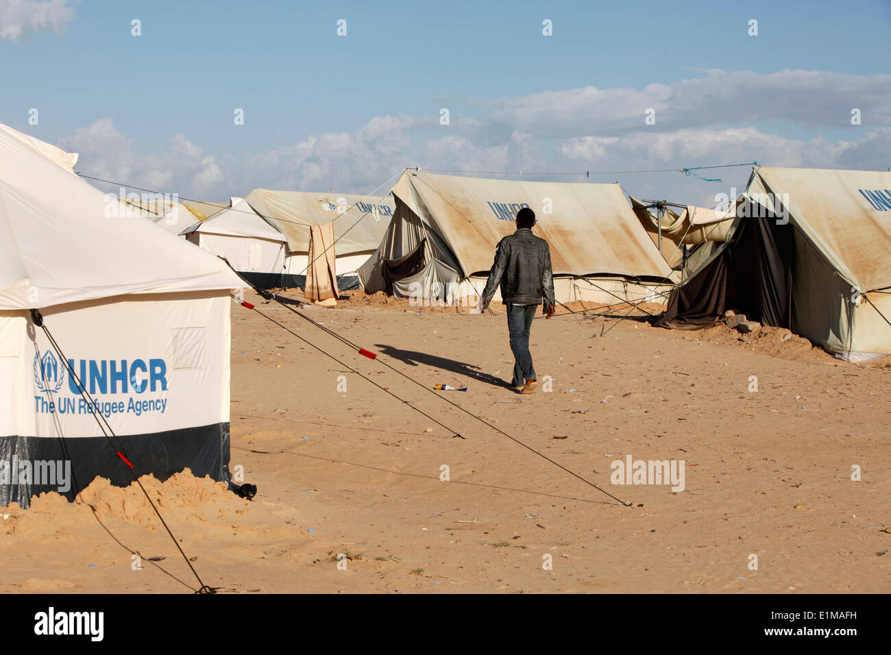 Somalische Flüchtlinge in Choucha camp Stockfoto