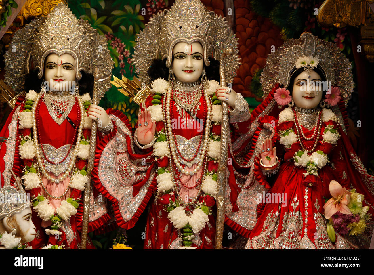 Bhaktivedanta Manor ISKCON (Hare Krishna) Tempel Gottheiten: Sita, Rama & Lakshmi Stockfoto