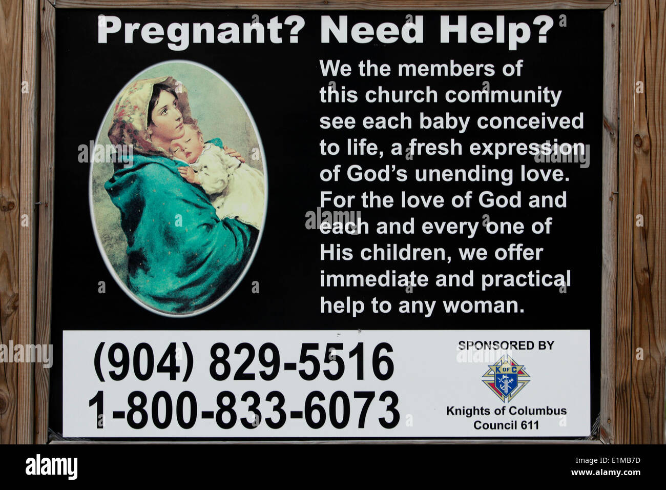 Anti-Abtreibungs-Plakat Stockfoto