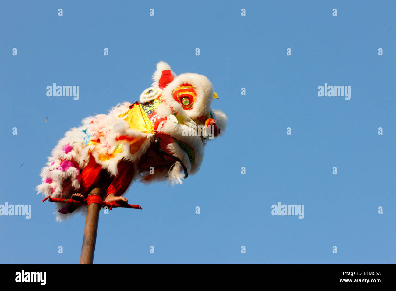 Chinese New Year. Löwentanz Interpreten. Stockfoto