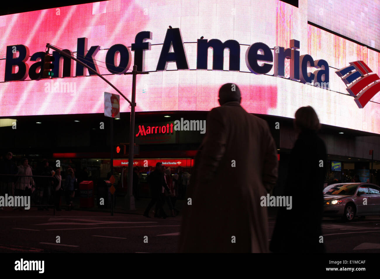 Bank of America Schild am Times Square Stockfoto