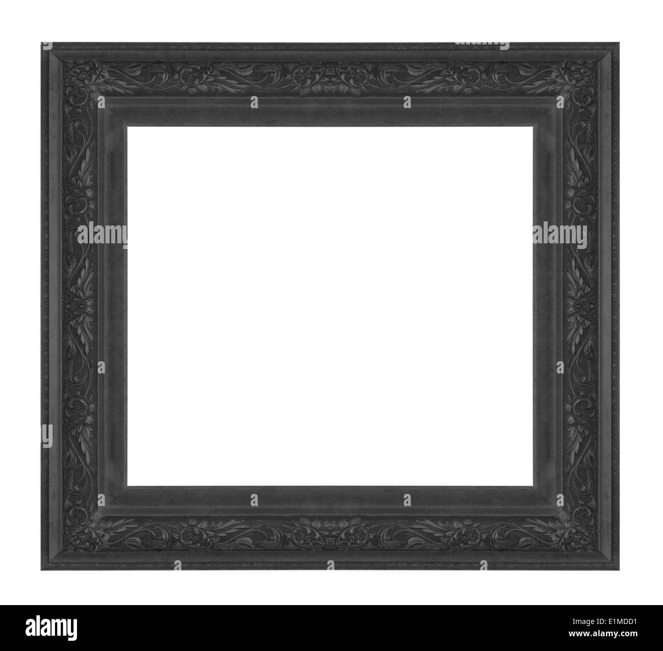 Antiken schwarzen Rahmen isoliert auf weißem Hintergrund Stockfoto
