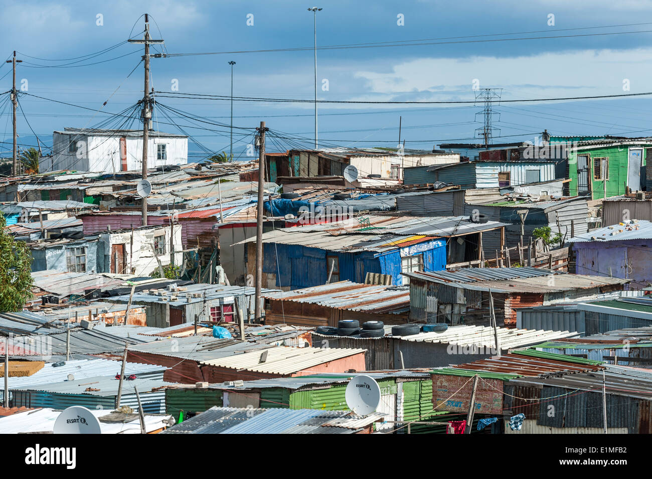 Kolonie von Wellblech Schuppen in Khayelitsha, Kapstadt, Südafrika Stockfoto