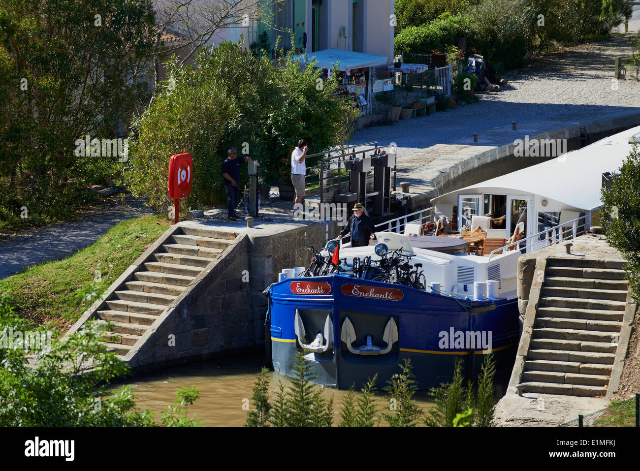 Frankreich, Languedoc-Roussillon, Aude (11), Canal du Midi, Sperren von Pechlaurier Stockfoto