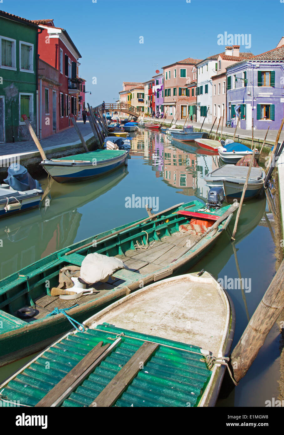 Venedig - Häuser über den Kanal von Insel Burano Stockfoto