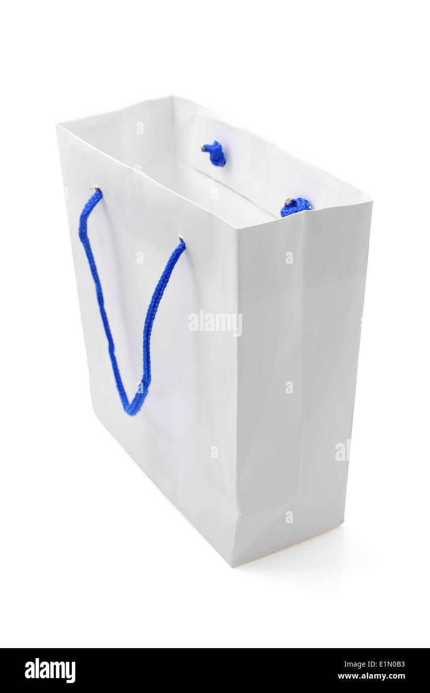 weiße Papierbeutel mit Beschneidungspfad Stockfoto