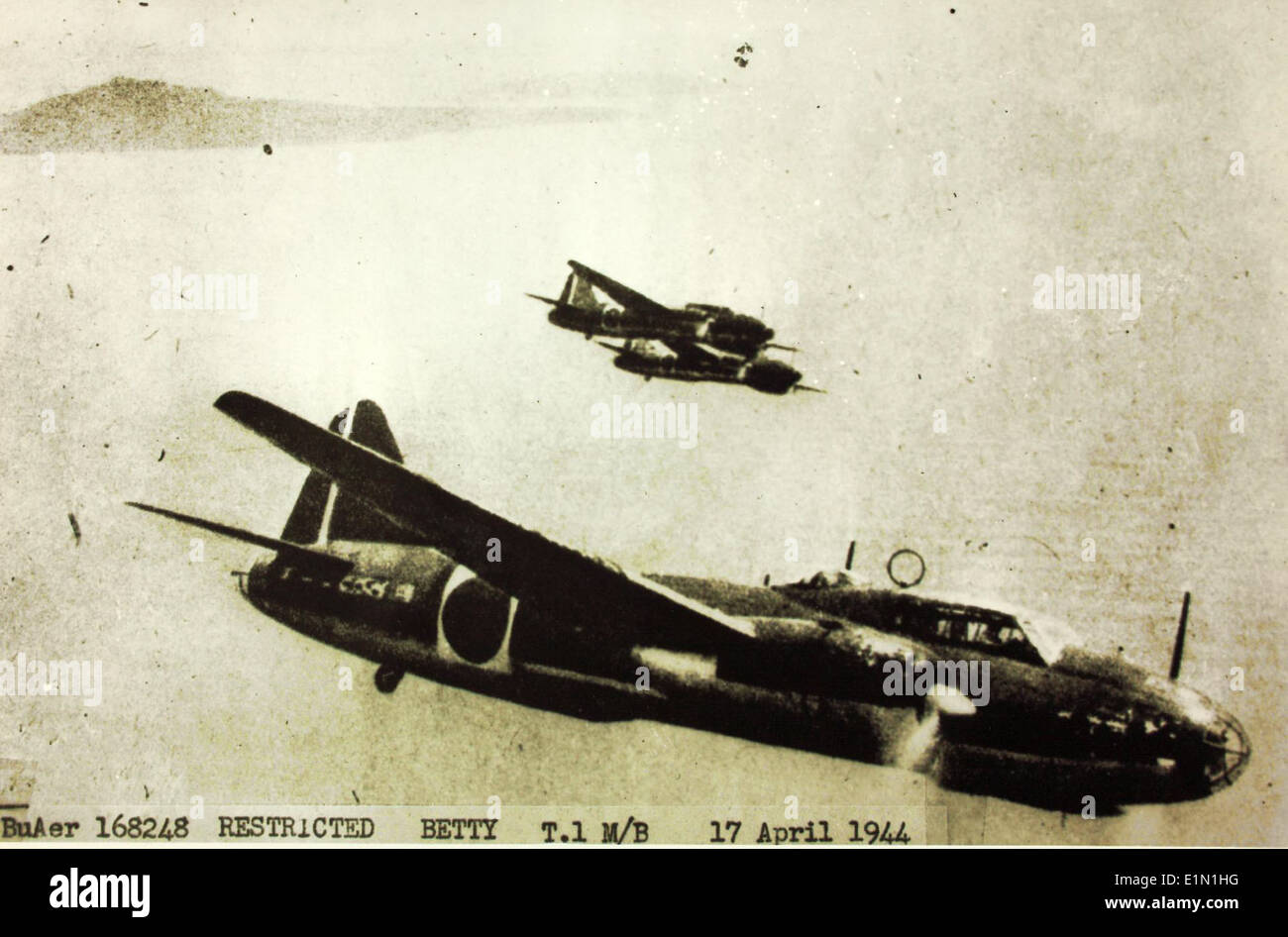 Die Mitsubishi G4M-2, auch bekannt als „Betty“, war ein japanischer zweimotoriger Bomber, der während des Zweiten Weltkriegs eingesetzt wurde. Stockfoto