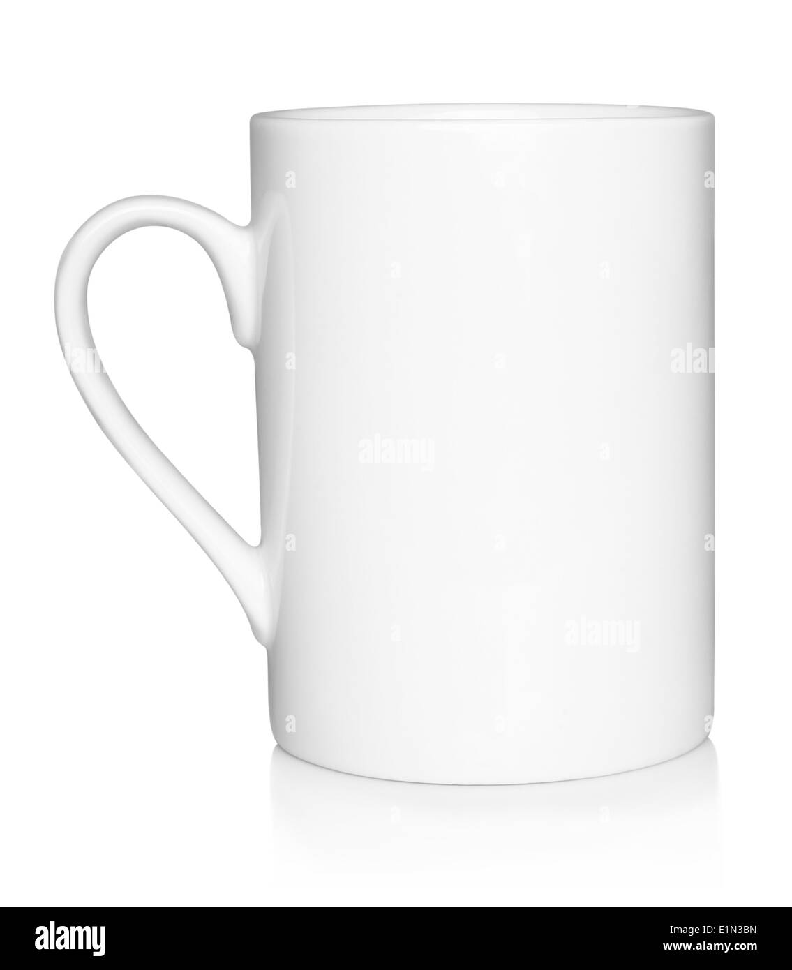 Weiße Tasse auf weißem Hintergrund Stockfoto