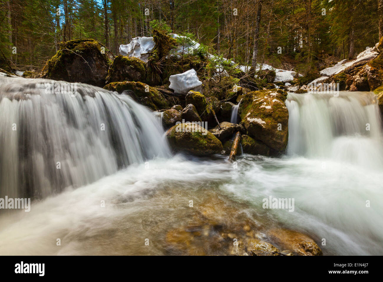 Kaskade von Sibli Wasserfall. Rottach-Egern, Bayern, Deutschland Stockfoto