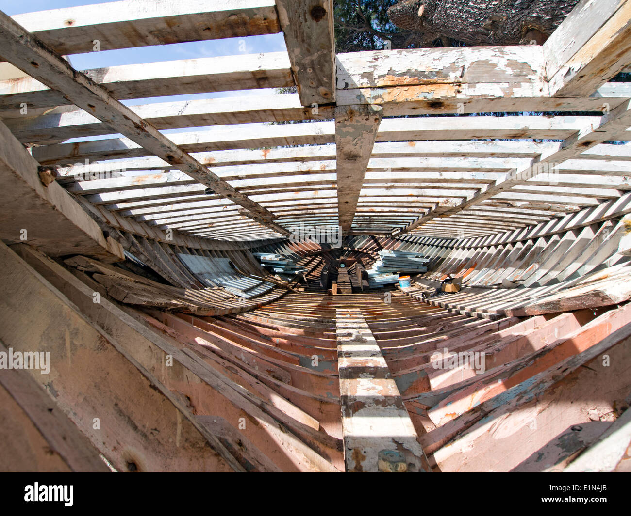 Ein Holzboot Reparatur Stockfoto